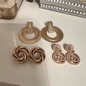 Set of 3 earrings gold fashion accessories